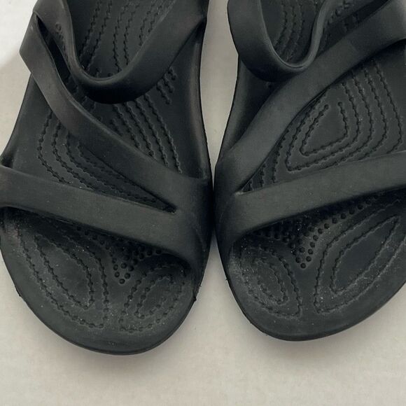 Crocs Women's Black Rubber Kadee II Iconic Comfort Slip On Strappy Sandal Size 7 - Picture 5 of 10